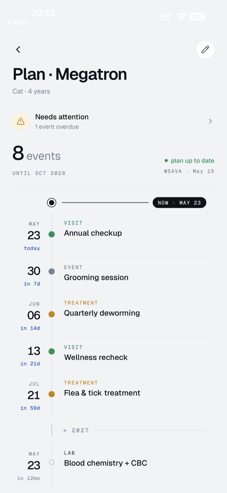 Health plan screen of the Platera app